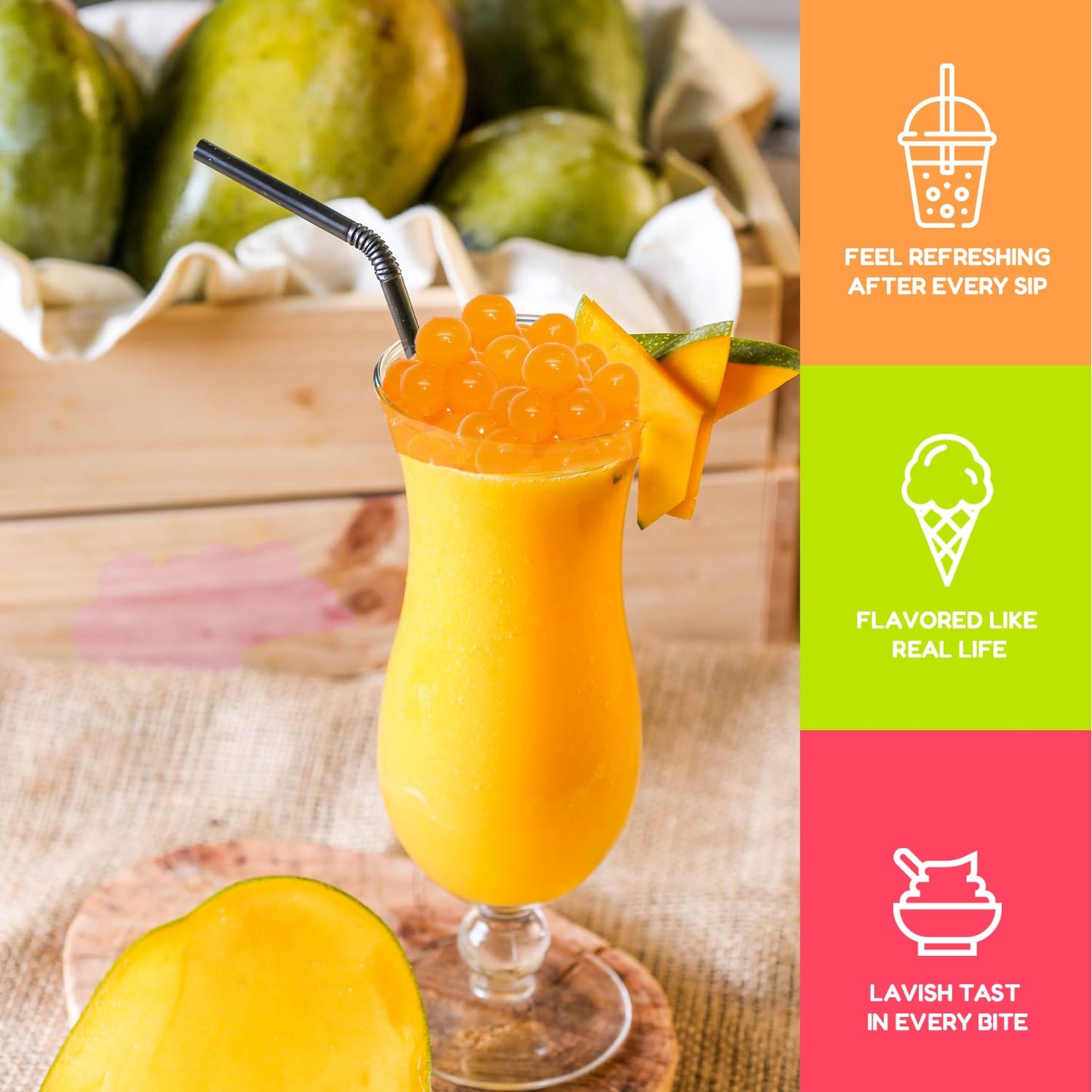 Fanale Mango Popping Boba Pearls, Vegan, Non-GMO, Gluten-Free, 7 lb (Pack of 4)