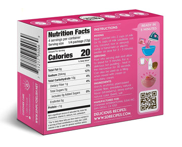 Simply Delish Instant Strawberry Pudding Mix - Plant Based Guilt Free Desserts - All Natural, Sugar Free, Non GMO, Gluten Free,