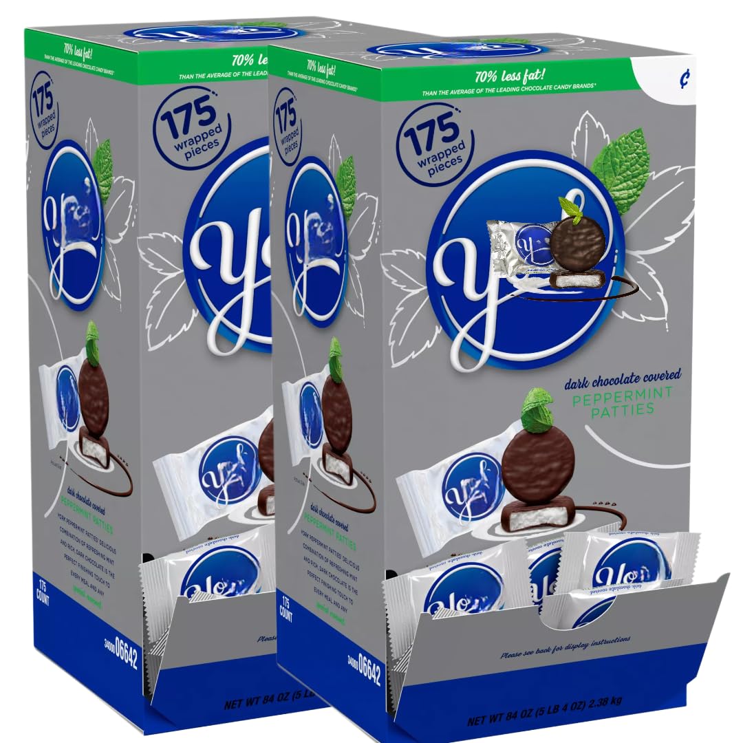 Dark Chocolate Peppermint Patties, Snack Size, Bulk Box Pack, 175 Count, 84 Ounces (2 Pack)