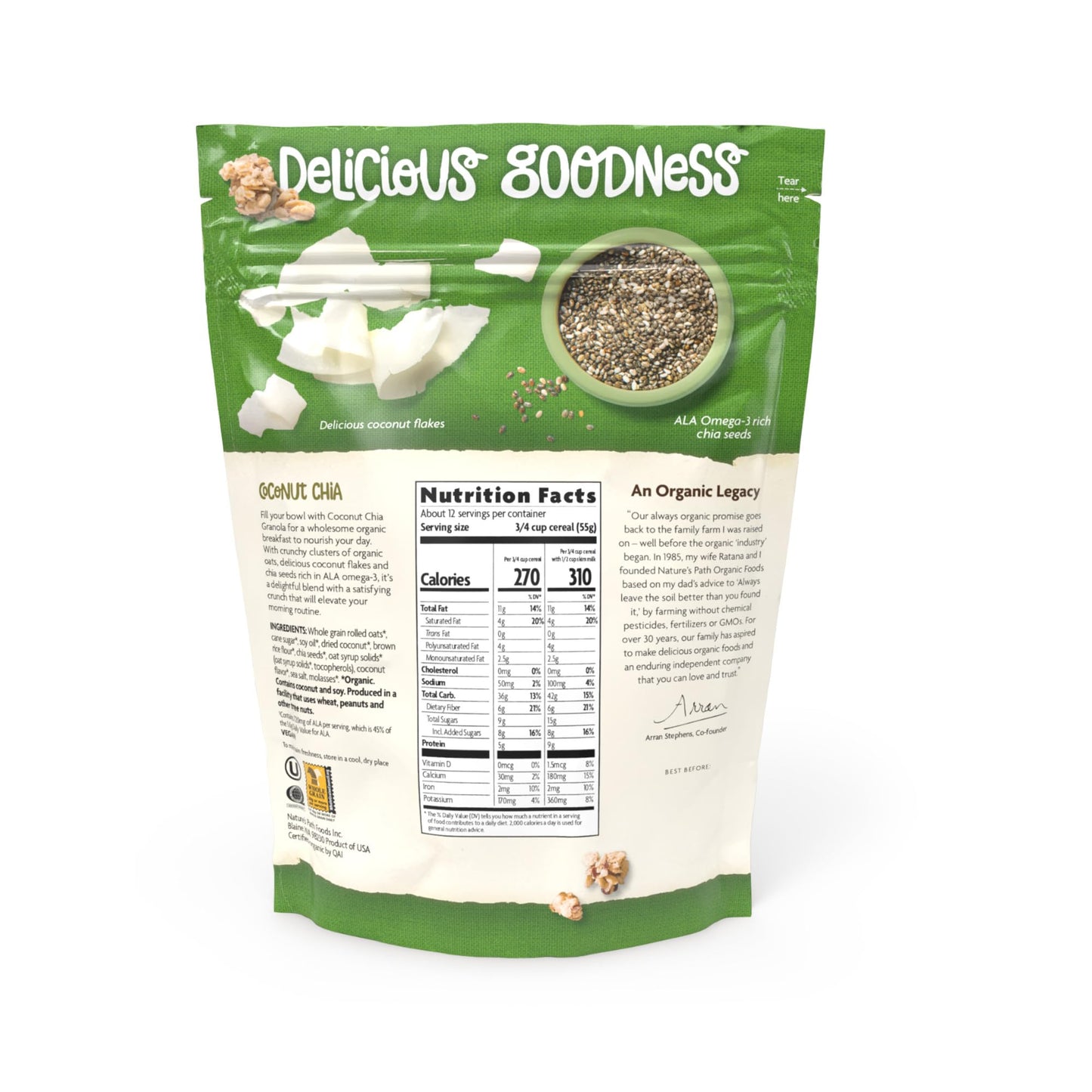 Nature'S Path Organic Coconut Chia Granola, 24.7 Oz (Pack Of 6), Value Size, Non-Gmo