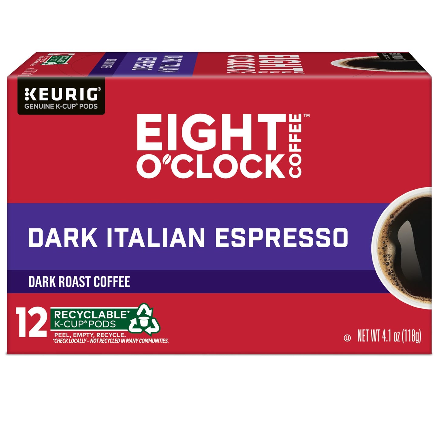 Eight O Clock Coffee Dark Italian Roast Keurig Single-Serve K-Cup Pods, Dark Roast Coffee, 72 Count