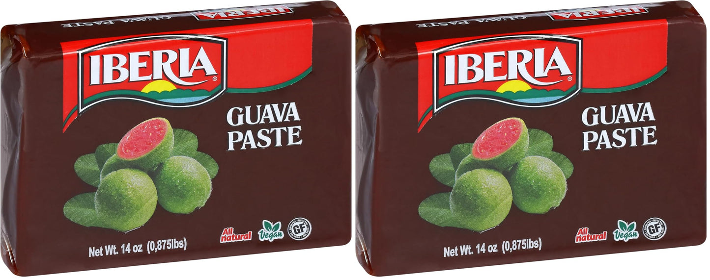 Iberia Guava Paste, 14 oz, All Natural, Vegan, Gluten Free, Halal, Kosher Guava Paste for Snacks, Cooking, Baking (Pack of 2)