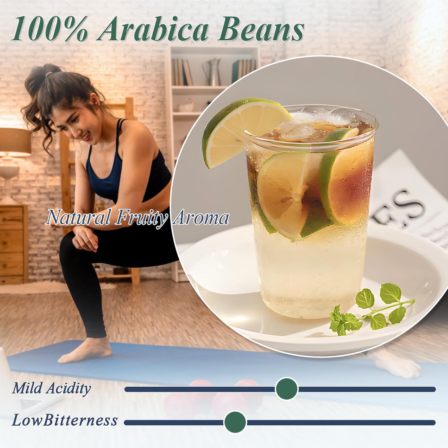 Sugar Free Instant Coffee 30 Packets Single Serve, Organic Arabica Instant Coffee Packs, Hot & Ice Coffee Instant Powder Medium