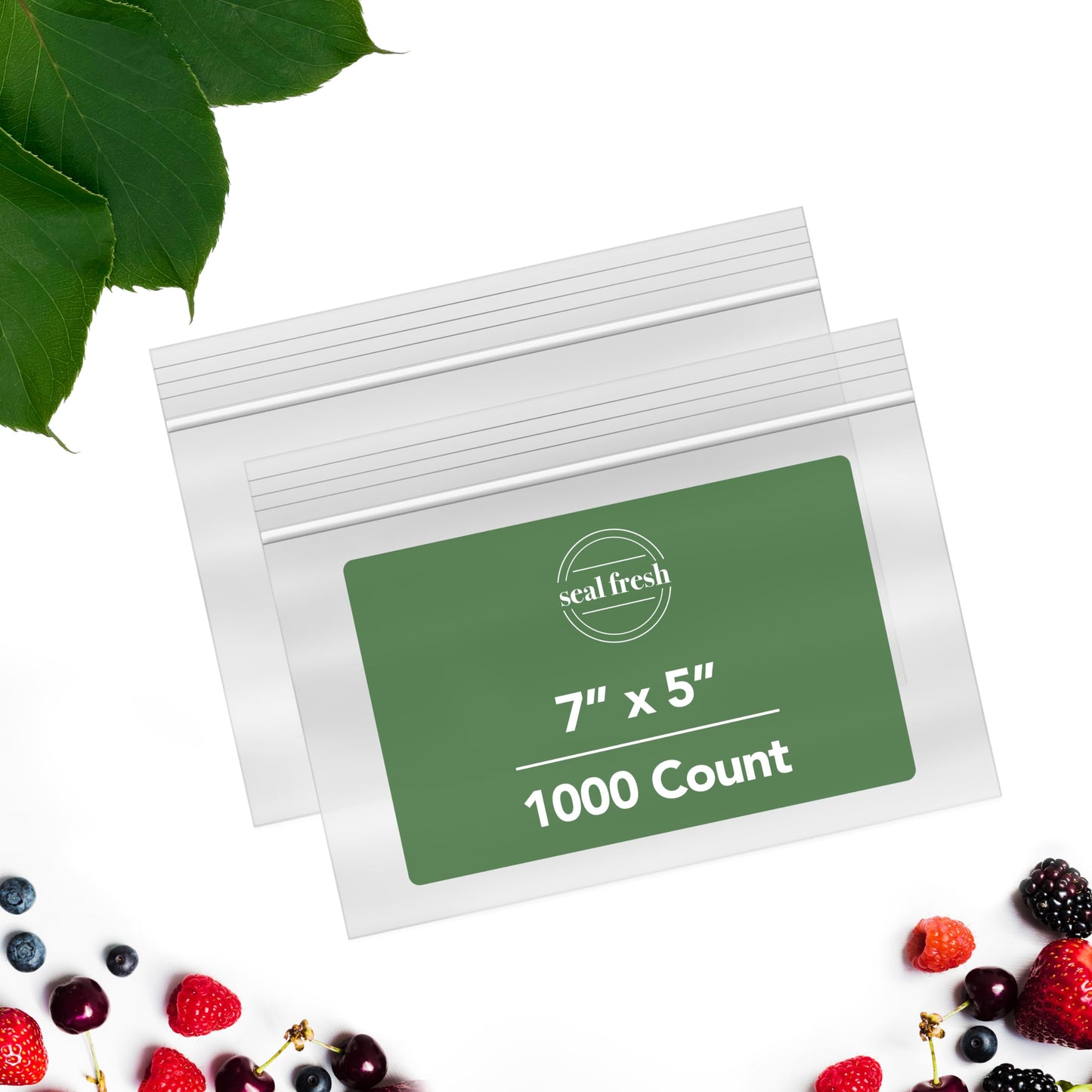 Seal Fresh Pint Zip Bags - 7X5 Inches (1000 Count), 2 Mil - Clear Plastic Reclosable Ldpe Poly Baggies With Resealable Lock Seal