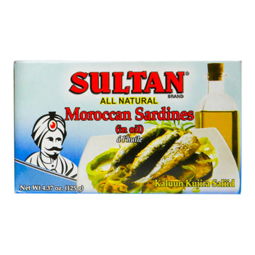 Sultan Moroccan Season Sardines in Oil, 100% All-Natural, High Protein, No Additives, No Preservatives, Paleo, Carnivore, Keto F