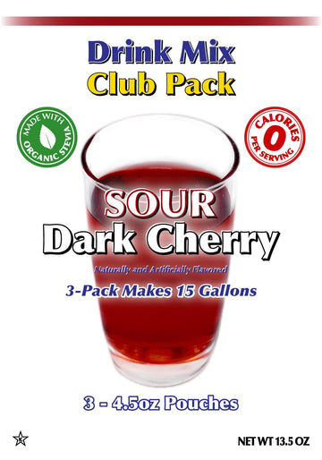 Gramzero Sour Dark Cherry Zero Calorie Sugar Free Drink Mix, Great For Nutrition Club Loaded Tea, Stevia Sweetened