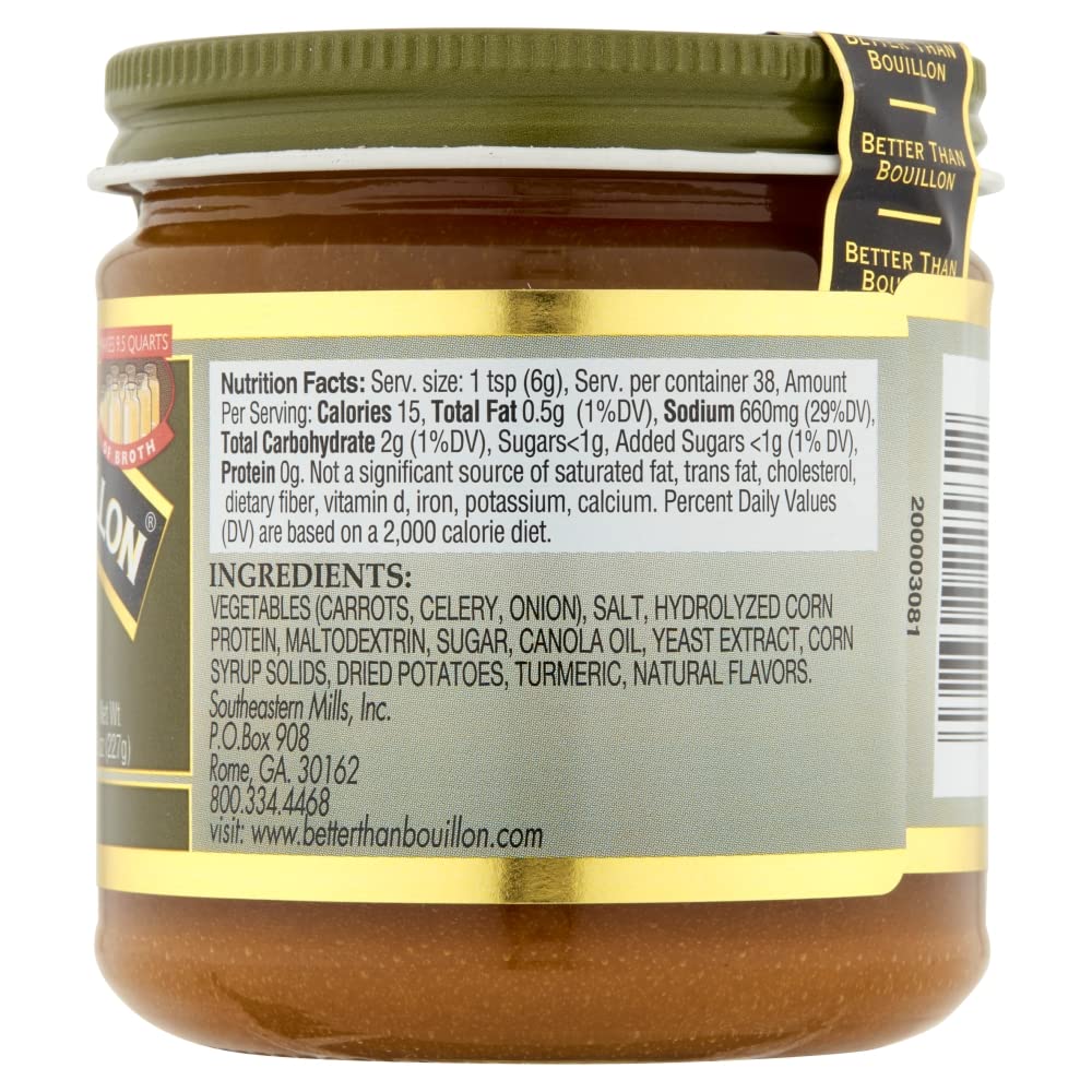 Better Than Bouillon Vegetarian No Chicken Base, Certified Vegan, 8 OZ Jar, Makes 9.5 Quarts of Broth, 38 Servings