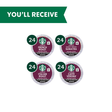 Starbucks K-Cup Coffee Pods-Dark Roast Coffee-Variety Pack-100% Arabica-1 Box (96 Pods)