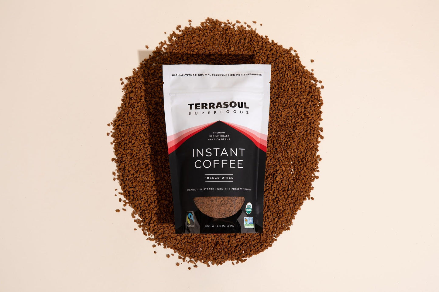 Terrasoul Superfoods Organic Freeze-Dried Instant Coffee, Medium Roast, Arabica Beans, 3.5 oz