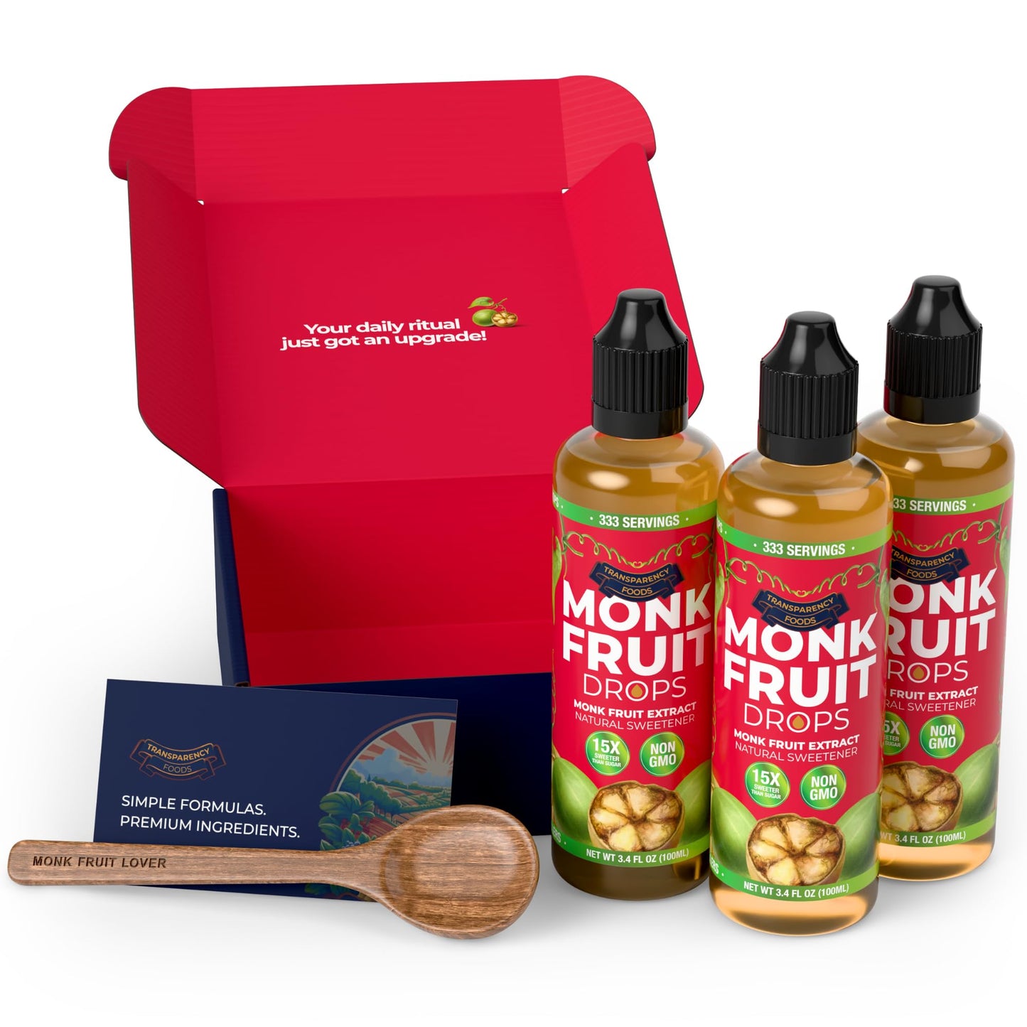 Monk Fruit Extract (6 Drops = 1 Tsp of Sugar) Zero Calories Non-GMO No Fillers - Liquid Monk Fruit Sweetener No Erythritol by Transparency Foods NEW FORMULA (10.2 oz 999 servings)