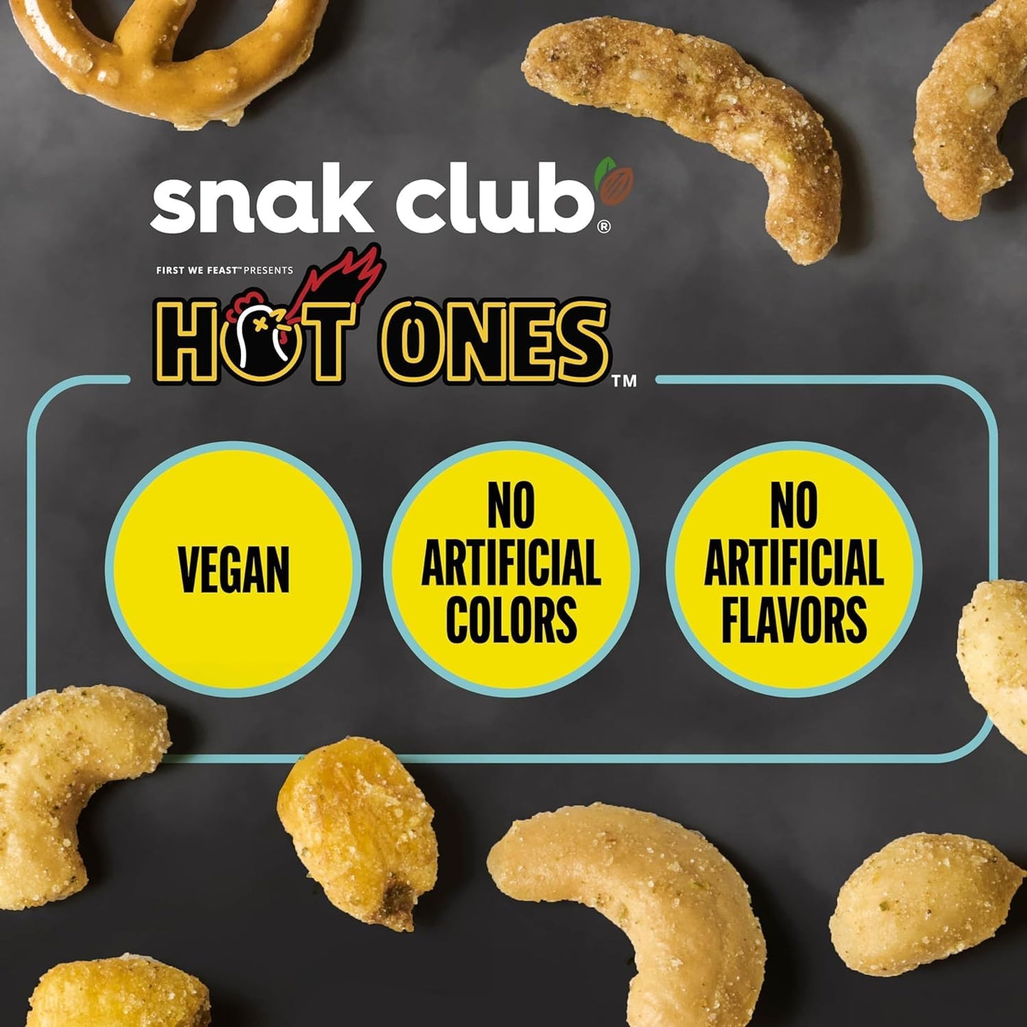 Snak Club Hot Ones Snack Mix, Smoky Sweet Spicy Snacks, 10 oz Vegan Resealable Bag