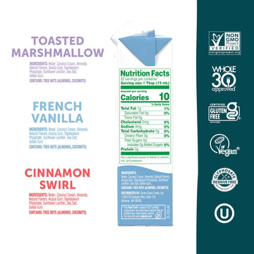 Nutpods Favorites Collection - Unsweetened Non Dairy Creamer - Toasted Marshmallow, French Vanilla And Cinnamon Swirl - Keto Cre