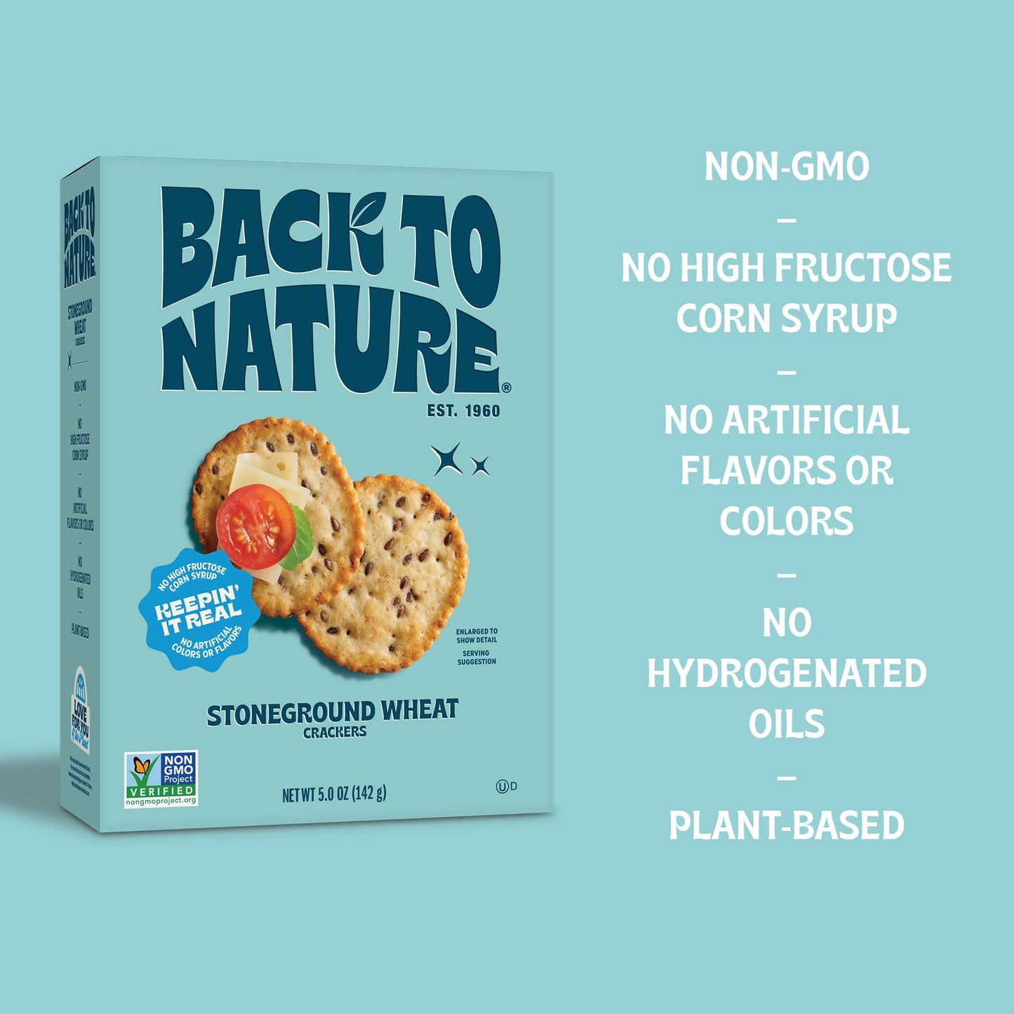 Back to Nature - Stoneground Wheat Crackers - Made with Real Ingredients like Whole Grains and Flax Seed - Non-GMO - 5 Ounce (Pa