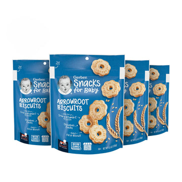 Gerber Snacks For Baby Arrowroot Biscuits, 5.5 Ounce Pouch (Pack Of 4)