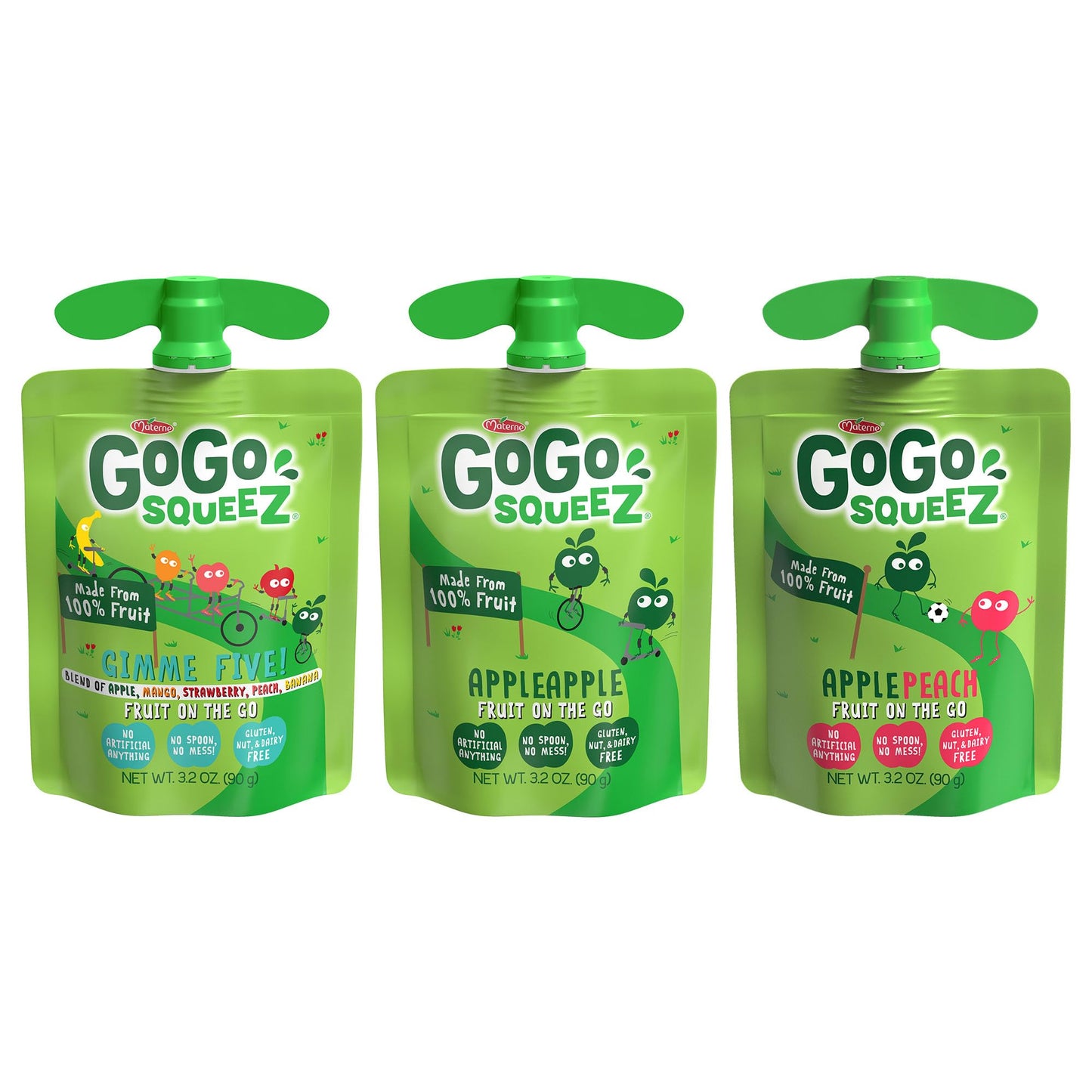 GoGo squeeZ Applesauce and Fruit Puree Variety Pack, Unsweetened Fruit Snacks, 3.2 oz (Pack of 20), Gluten Free, Nut Free, Dairy Free