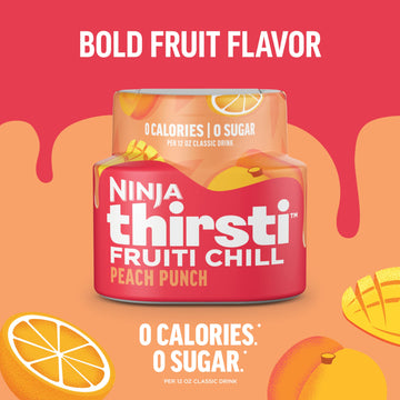 Ninja Thirsti Flavored Water Drops, Fruiti Chill Peach Punch, Bold Fruit Flavor, Sparkling Or Still, Zero Calories, Zero Sugar,