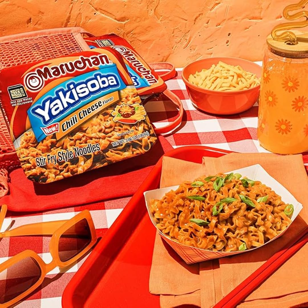 Maruchan Yakisoba Chili Cheese, Japanese Instant Ramen Noodles, 3.86 Oz, 8 Count