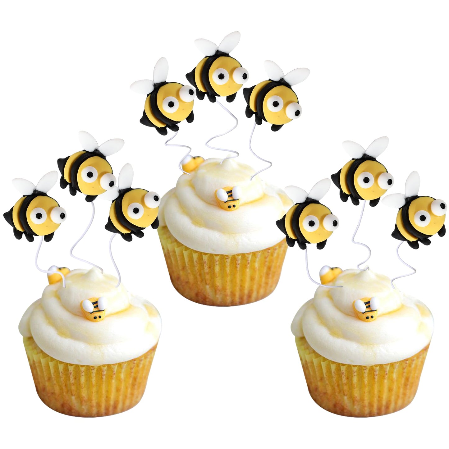 24 Pcs Bumble Bee Cupcake Toppers Little Figurine Bee Cupcake Picks Oh Babee Cake Decorations For Bee Theme Baby Shower Kids Boys Girls Birthday Party Decoration Supplies