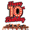 Happy 10th Birthday Cake Topper Fluorescent Flashing Night Out Hen Movie Nightclub Theme Decor Supplies Boy Girl Happy Birthday