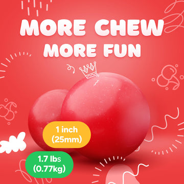 Gumballs For Gumball Machine - 1 Inch Double Bubble Gumballs - Cherry Flavored Bubble Gum Red Gumballs - Kids Gum - Bulk Gum Bal