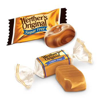 Needzo Werther'S Original Sugar Free Chewy Caramels And Chocolate Caramel Hard Candies Bundle, Shareable Bag With Individually W