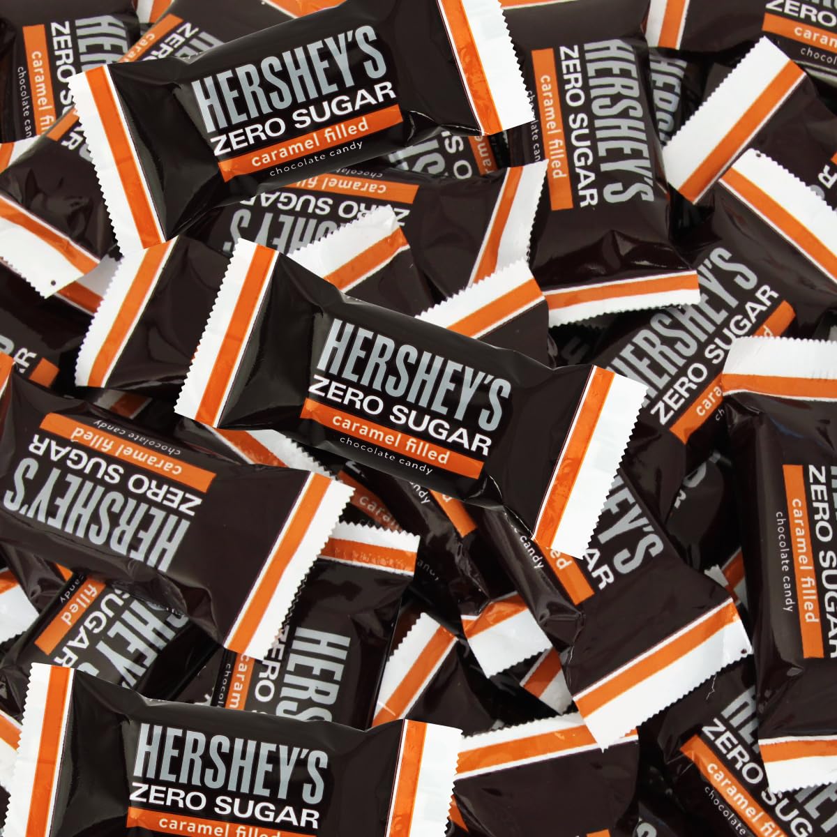 Hershey Zero Sugar Caramel Filled Chocolate Candy 1 Pound Approx 50 Pieces - Individuuly Wrapped Sugar Free Candy Bars For Parti