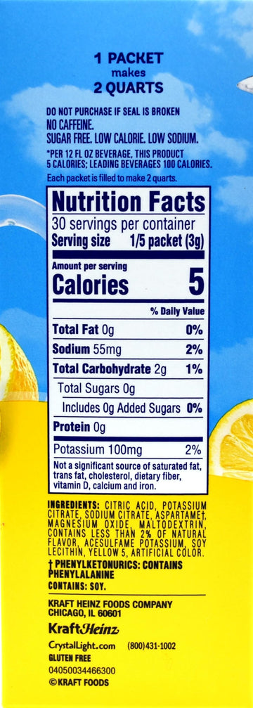 Crystal Light Lemonade Drink Mix, 12-Quart, 3.2 Ounce Packages, Pack of 2
