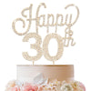 Lingteer Happy 30Th Birthday Gold Rhinestone Cake Topper - Cheers To 30Th Birthday Thirty Years Old Anniversary Party Cake Cente