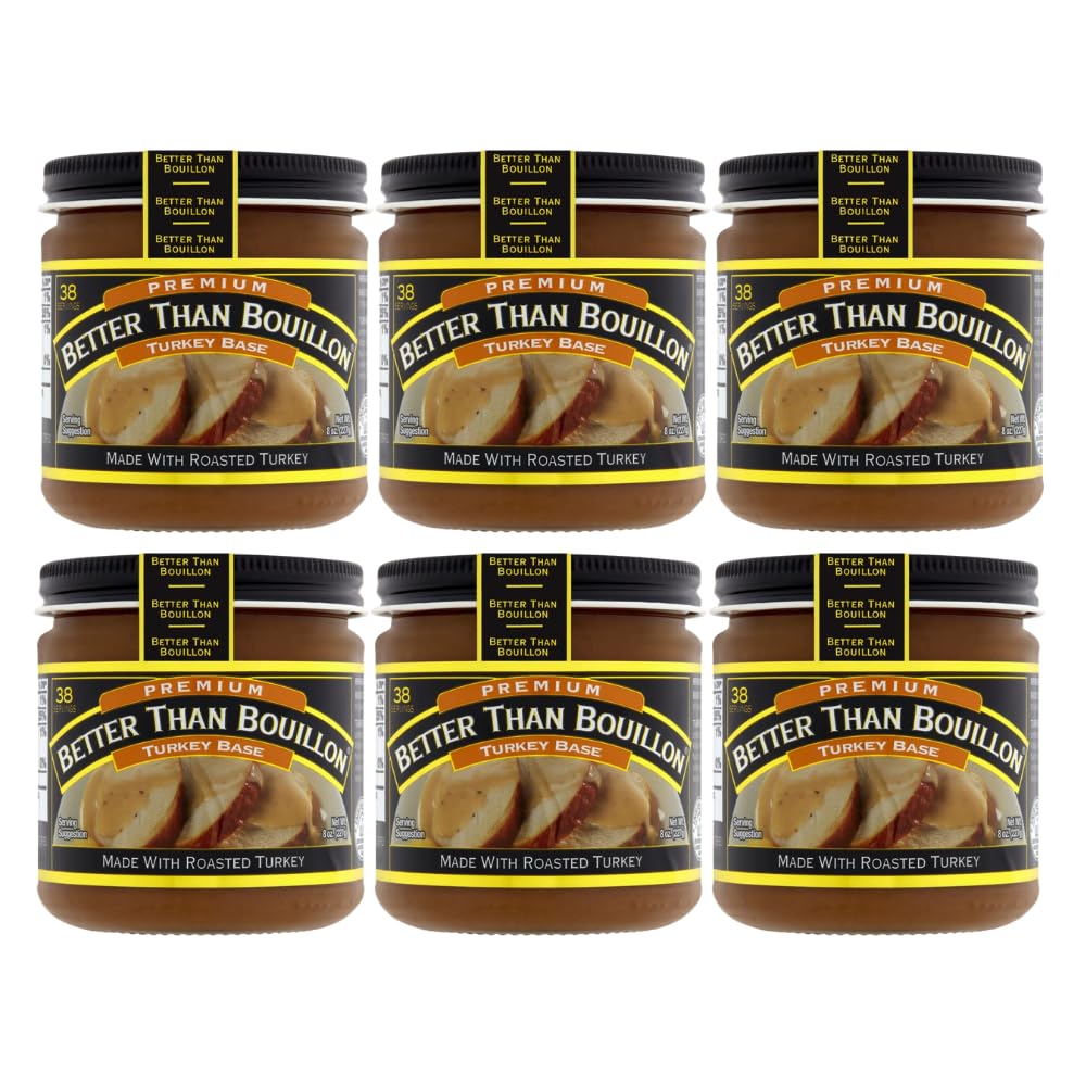 Better Than Bouillon Premium Turkey Base, 8 Ounce (Pack of 6), Model 602004, Made with Roasted Turkey, 38 Servings Per Jar