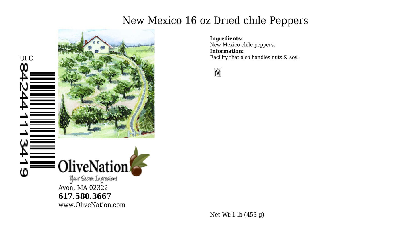 Olivenation Whole New Mexico Hatch Chili, Dried Chili Pepper, Mild Heat, Earthy Flavor - 1 Pound