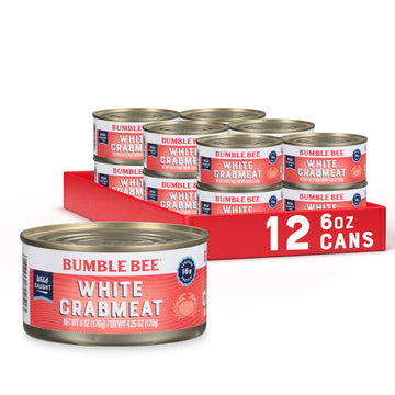 Bumble Bee White Flake Crab Meat In Water, 6 Oz Can - 16G Protein & 1G Carb Per Serving - Wild Caught, Flaky, Drain Before Use, 6 Ounce (Pack Of 12)