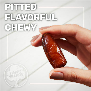 Happy Village Organic Pitted Dates, No Sugar Added, 40 OZ (2 Packs of 20 OZ), Kosher, Non-GMO, Vegan, Unsweetened