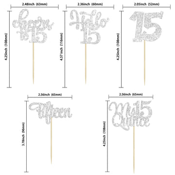30Pcs 15Th Birthday Cupcake Toppers Fifteen Cupcake Picks Cheers To 15 Years Old Mis Quince 15 Cake Decorations For 15Th Birthda