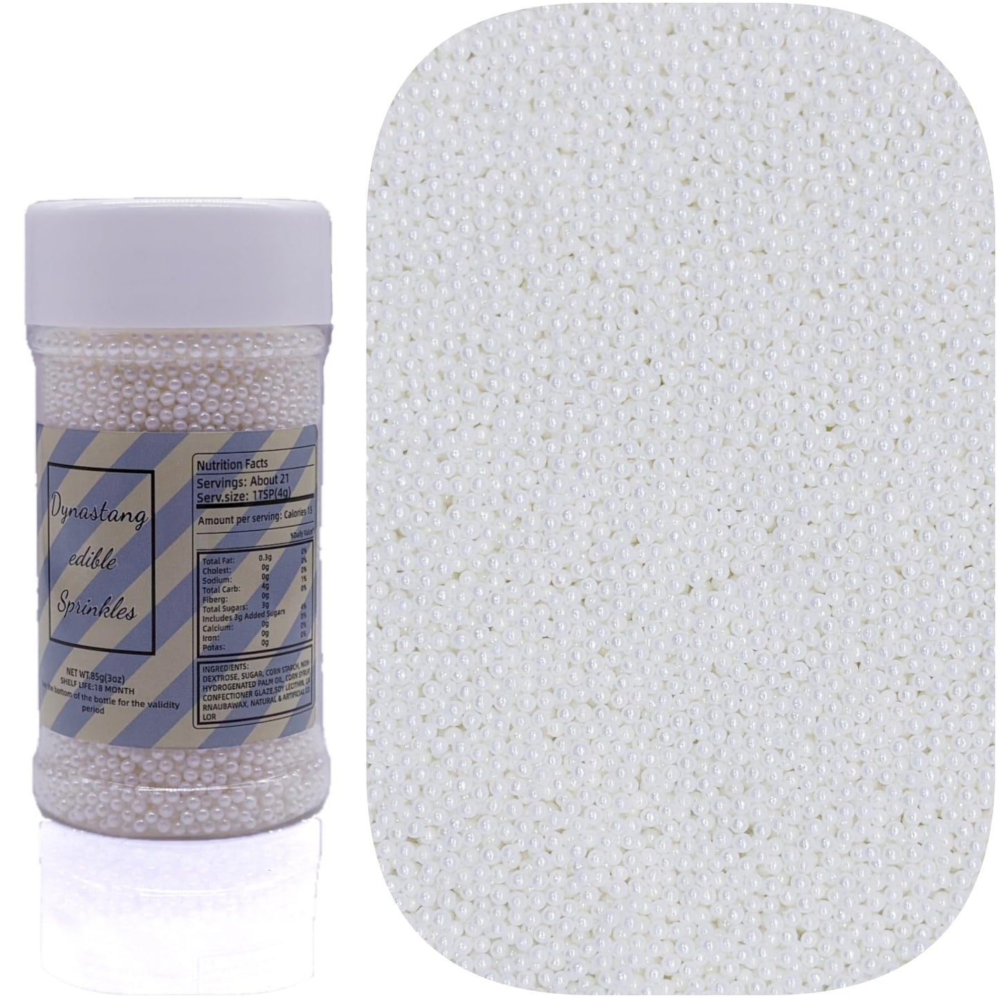 Dynastang 2mm White Pearls Sprinkles Edible Pearls Cake Decorating Stars Cake Decorations Cupcake Toppers Cookie Decorating Perf