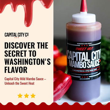 Capital City Mambo Sauce - Sweet Hot Recipe - 128 fl oz (1 Gallon) - Perfect for Wings, Chicken, Pork, Seafood, and More