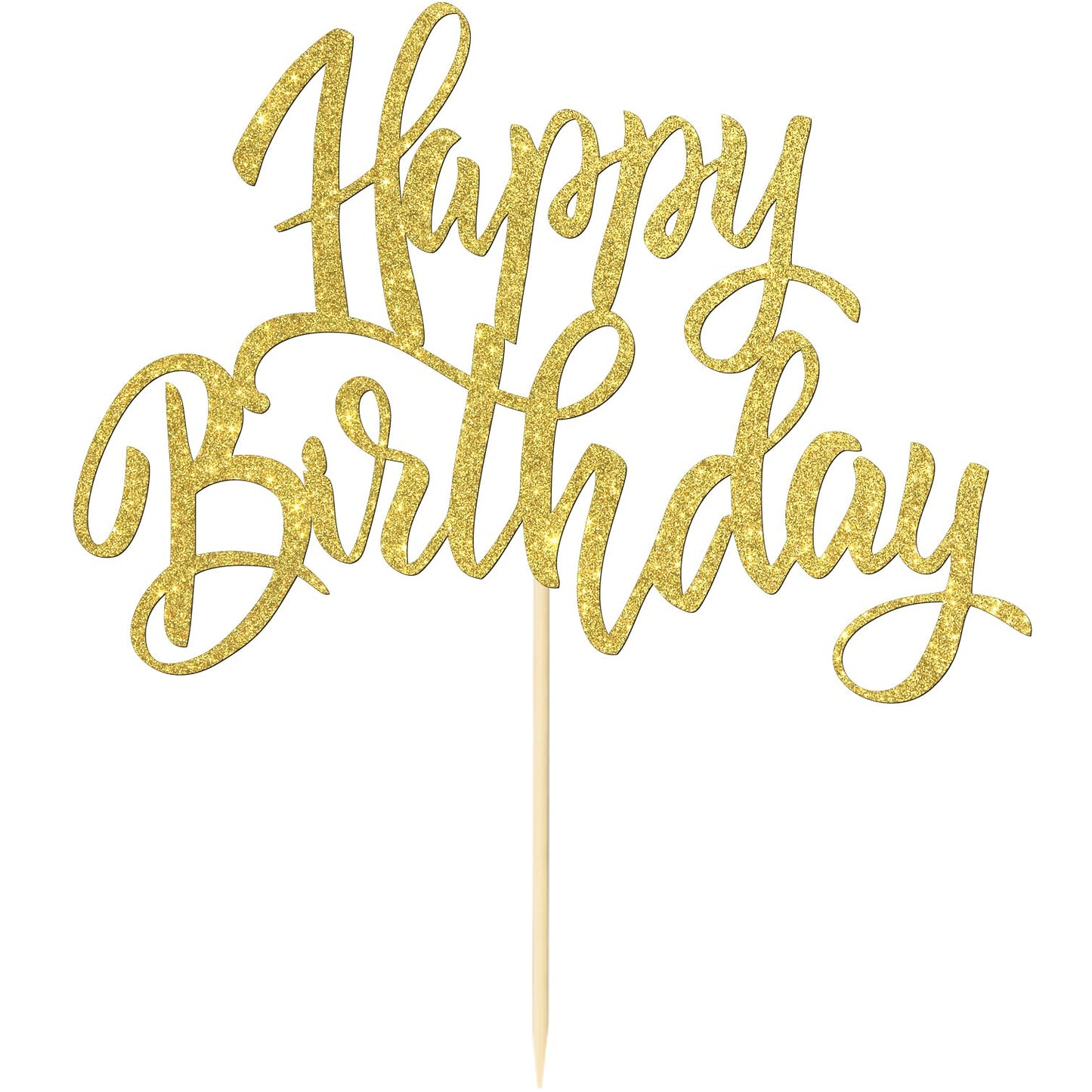 Notbadsys Happy Birthday Cake Decorations, Gold Double-Sided Glitter Letters, Birthday Party Supplies, Cake Topper Decorations (Gold)