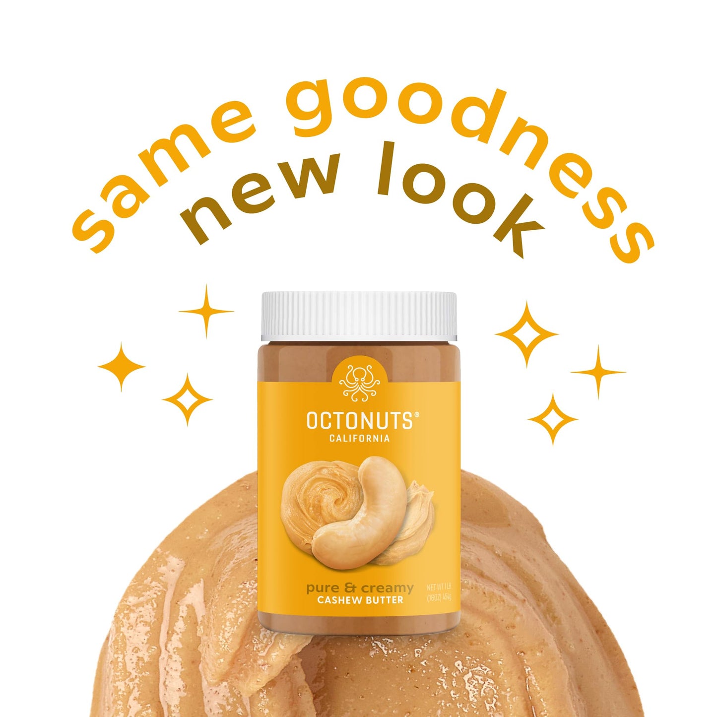 OCTONUTS Dry Roasted Pure Cashew Nut Butter, Gluten Free, Vegan, Kosher, Paleo, Non-GMO, 16 Ounce (Pack of 1)