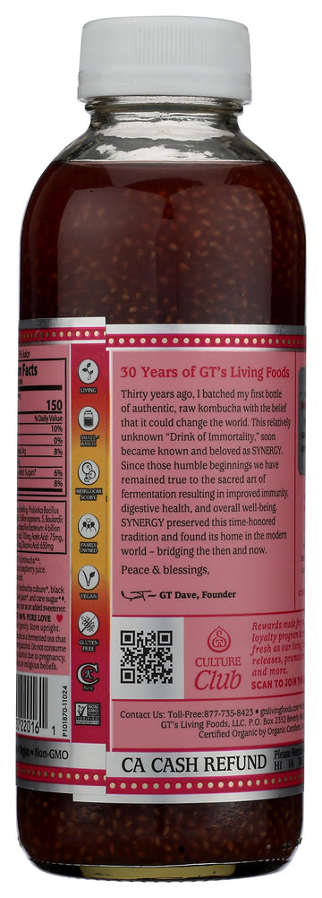 Gt'S Kombucha, Raspberry Chia 16 Fl Oz