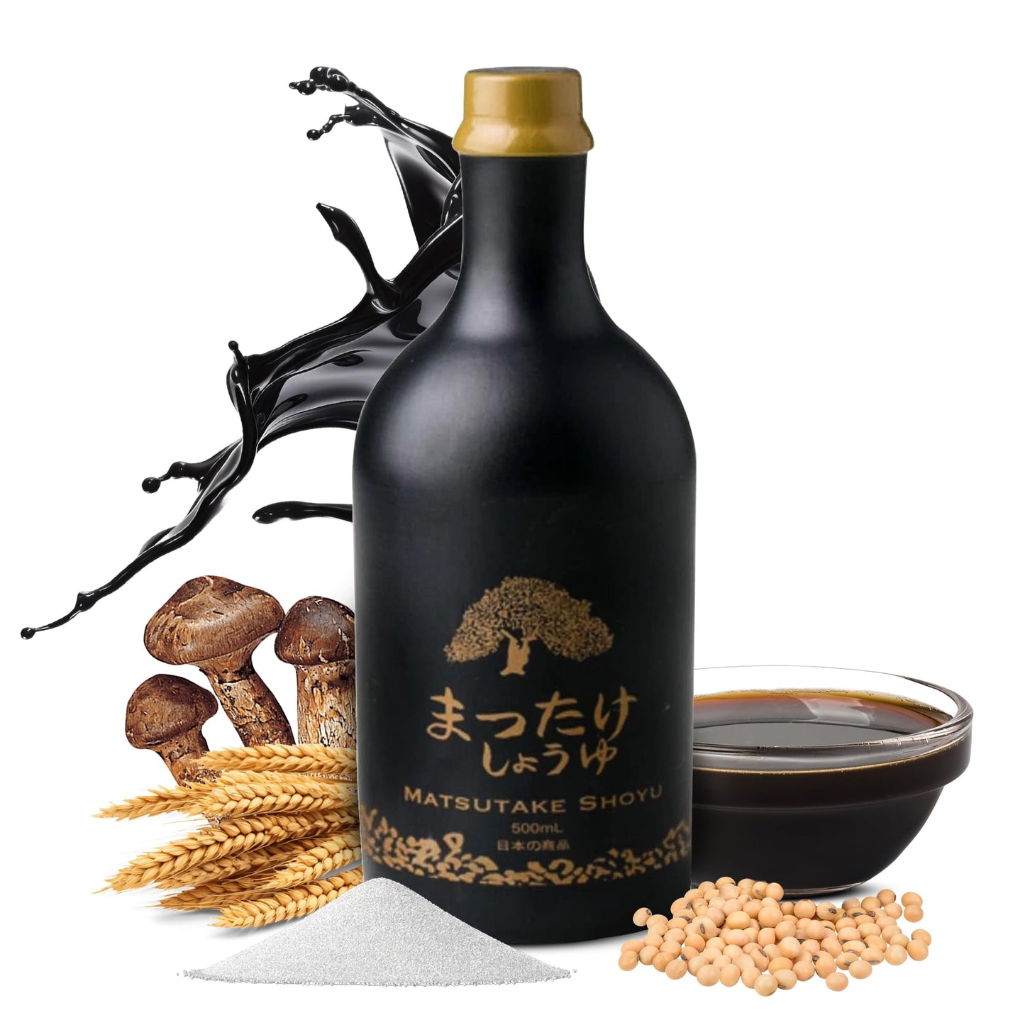 HAKU Organic Matsutake Shoyu Soy Sauce - Unfiltered Dark Soy Sauce, 500 ml, Dark Brown, No Additives