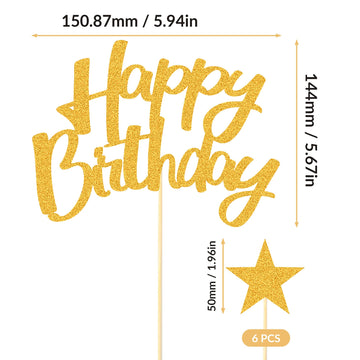 EDSG Personalized Birthday Cake Topper, Multicolor Glitter, 4.7x7 inches, Gold, Model 1519113, Custom Decoration for Any Name/Age