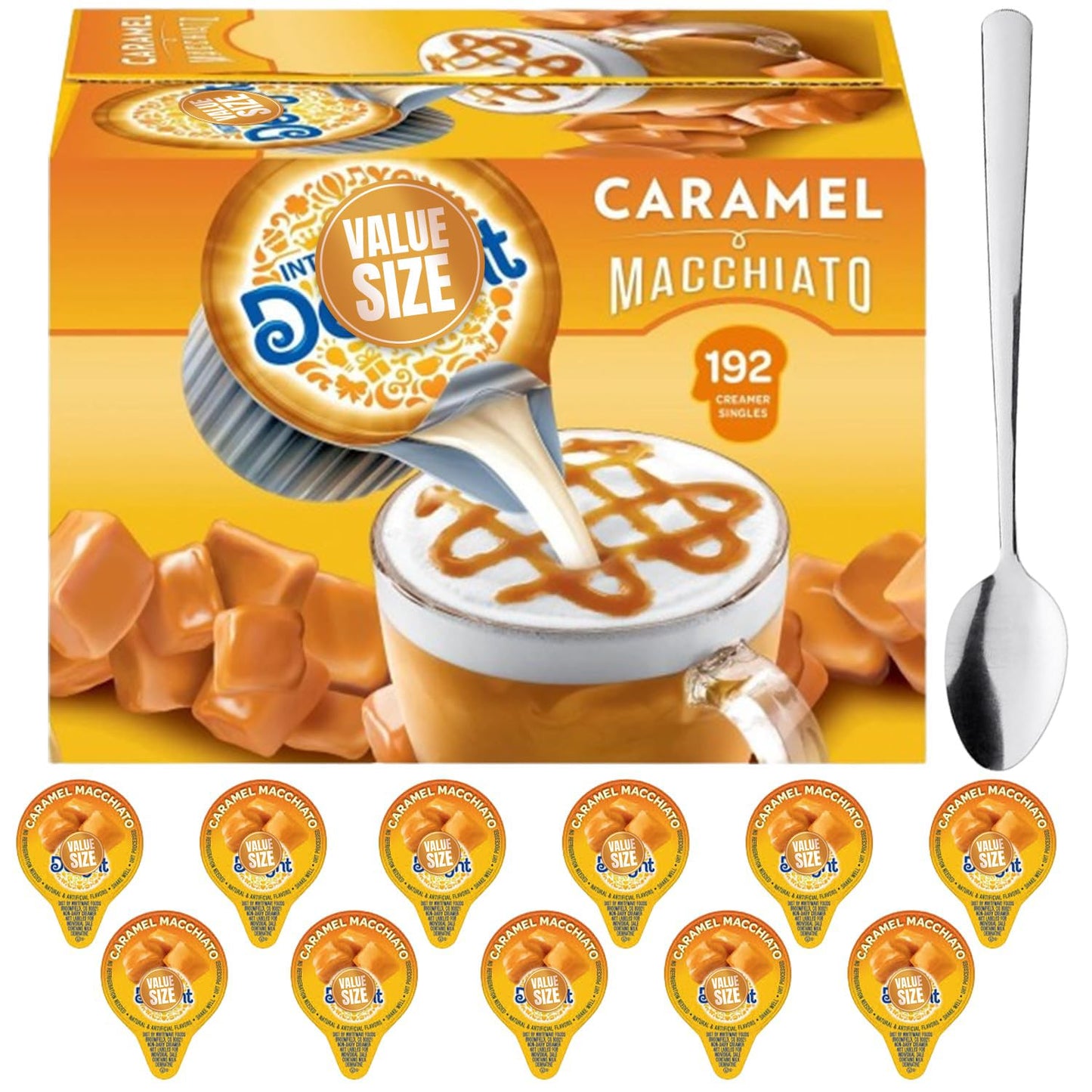 Generic Caramel Macchiato Creamer Singles, 192 Creamer Singles Included Great for Offices, Restaurants, Coffee, Bar, Gift and Ho
