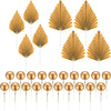 20 Pcs Gold Balls Cake Toppers, 8 Pcs Gold Palm Leaves Cake Decorations, Foam Balls Paper Palm Leaf Cake Insert Toppers Decorati