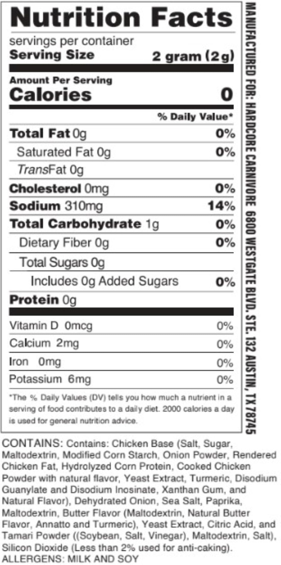 Hardcore Carnivore Amplify Seasoning - Umami Blend, 10.5 oz Shaker, White