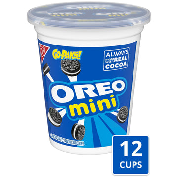 Oreo Mini Chocolate Sandwich Cookies, Go-Paks, 12 - 3.5 Oz Cups