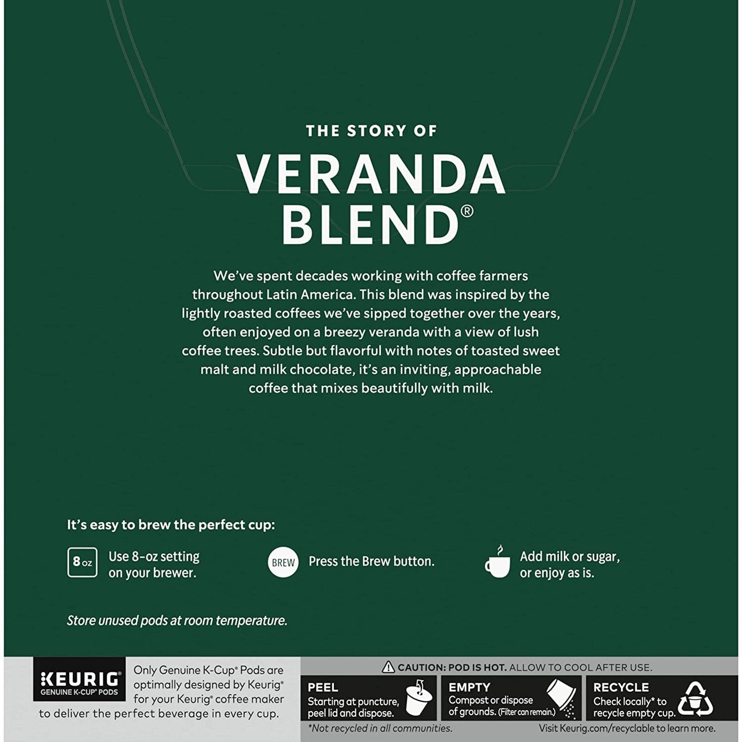 Starbucks Coffee K-Cup Pods, Veranda Blend, Blonde Roast Coffee, Notes Of Toasted Malt & Milk Chocolate, Keurig Genuine K-Cup Pods, 32 Ct K-Cups/Box (Pack Of 3 Box)