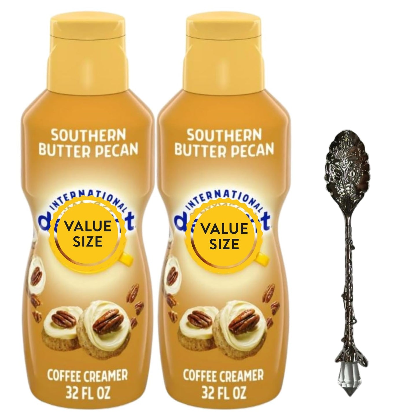 Southern Butter Pecan Liquid Coffee Creamer.- Pack of Two (2) 32 fl oz Bottles of Smooth & Creamy Delightful Coffee Creamer with