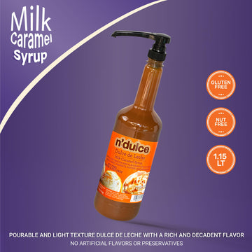 Ndulce Dulce De Leche Syrup, Caramel Syrup For Coffee, Caramel Sauce, Light Texture And Rich Flavor, Gluten-Free, Nut-Free, Pour