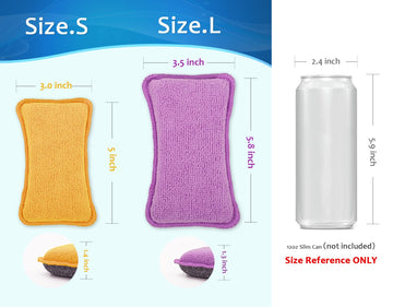 Upstar Cleaning Sponges For Kitchen, Non-Scratch Microfiber Scrub Sponges For Dishes, Bathroom And Multi-Pupose, Size L Pack Of