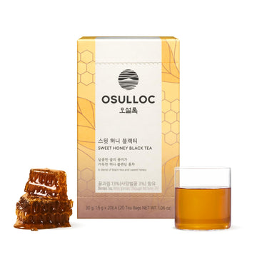 Osulloc Sweet Honey Black Tea (20 Count, 1.06 Oz) Black Tea Filled With Sweet Flavor Of Honey, Premium Blended Tea Bags From Jej