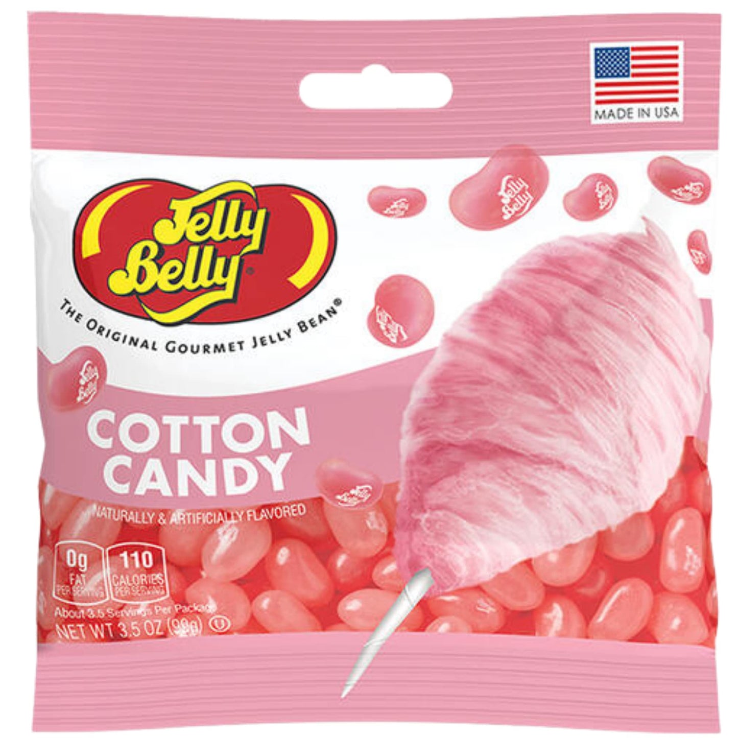 Needzo Jelly Bean Cotton Candy Flavored Beans, Pink Carnival Themed Gourmet Chewy Candy For Boys Or Girls, Shareable Bagged Candies, Pack Of 3, 3.5 Ounces
